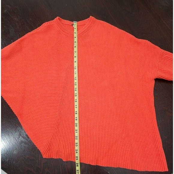 Free People Downtown Pullover Asymmetrical Sweater in Coral Red, Size‎ M - Picture 8 of 9